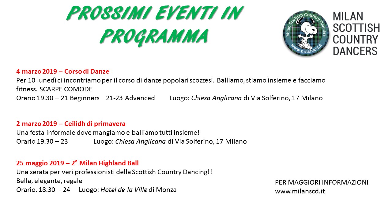 Eventi Volantino Milan Scottish Country Dancers